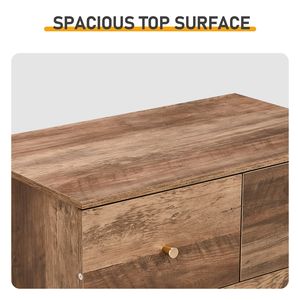 Cassettiere con Finitura Melaminica Effetto Lino 66*40*91cm, 3+2 Cassetti, Maniglie Oro Opaco, in Truciolato - Product Image 6