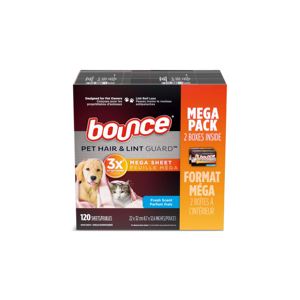 Feuilles de séchage Bounce Pet Hair and Lint Guard Mega avec 3X anti-poils d'animaux, parfum frais, 90 unités - Product Image 4