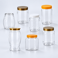 Bocaux d'emballage en plastique de qualité alimentaire PET avec couvercles à vis scellés pour la conservation des aliments en conserve, des bonbons, des noix, des collations et des céréales
