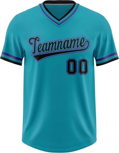 Camiseta de Béisbol de Alta Calidad para Hombre, Cuello en V, Manga Corta, Estampado por Transferencia de Calor, Uniforme Deportivo Sólido, 100% Poliéster - Product Image 6