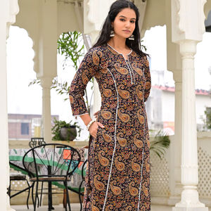 Salwar Kameez en coton à imprimé floral noir pour femmes, vêtements ethniques, tenue de fête d'été, vente en gros en Inde - Product Image 1