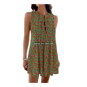 Vestido Hippie Bohemio de Algodón para Mujer, Estampado, para Fiestas, Transpirable, Túnica para Fiesta - Product Image 4