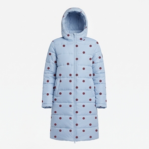 Abrigo Acolchado con Cinturón y Capucha para Mujer, Diseño de Puntos, Chaqueta Larga de Invierno, Sublimación, Acolchado, Informal, para Exteriores - Product Image 4