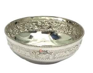 royal look <b>silver</b> finished metal stainless steel dessert serving bowl for hotel restaurant and bar - Product Image 1