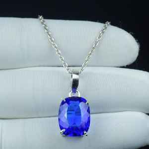 จี้แทนซาไนต์ทรงหรูหราแบบมินิมอล สร้อยคอคริสตัลทำมือ ของขวัญประจำเดือนธันวาคม เครื่องประดับ - Product Image 1