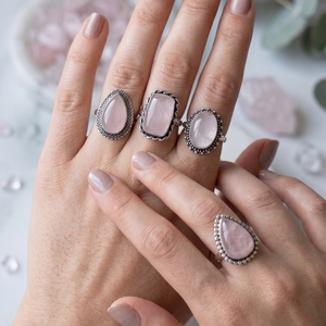 Soulwise Unisex Rose Quartz Cabchon Ring (Any <b>Random</b> Shape)-Trendy Wedding Engagement Jewelry - Product Image 6