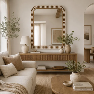Marco de espejo con incrustaciones de hueso hecho a mano - Elegante decoración de pared artesanal con incrustaciones de hueso - Product Image 2