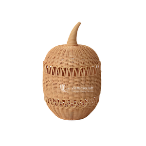 Handwoven Wicker Pumpkin <b>Lantern</b> Natural <b>Rattan</b> Hanging Shade Rustic Fall Decoration for Halloween and Thanksgiving - Product Image 1