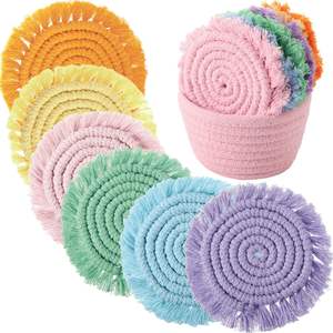 Posavasos de Macramé Hechos a Mano, Estilo Boho, Redondos, de Algodón Tejido, con Borlas, para Diversos Tipos de Tazas y Vasos - Product Image 2