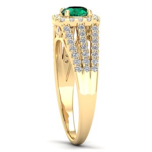 Bague de fiançailles REYES en argent sterling 925 avec pierre précieuse émeraude ronde de 0,5 ct de haute qualité, bijoux de mariage en moissanite pour femmes - Product Image 3