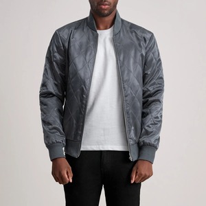 Blouson bomber matelassé violet pour homme, col montant, fermeture éclair, couleur unie, style décontracté, vêtement d'automne, coupe classique - Product Image 4
