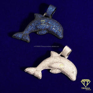 Colgante Hip Hop Personalizado de Animales Marinos para Hombre con Diamantes Moissanite Engastados a Mano y Plata 925 - Product Image 4