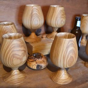 Copa de Vino Vintage de Madera con Tallo, Vaso de Vino de Madera Natural, Taza de Café Rústica de Madera, Copa para Whisky y Cócteles, Venta al por Mayor - Product Image 3