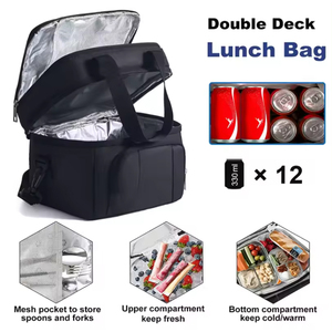 Sac isotherme personnalisé en Oxford 600D à double compartiment, étanche et congelable, pour pique-nique et transport alimentaire - Product Image 6