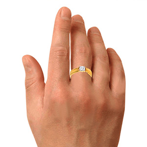 Spherical Bond <b>Men</b> Solitaire <b>Ring</b> Elegant Round Cut Diamond Look Solitaire Wedding <b>Ring</b> <b>for</b> Women in Premium Yellow Gold Plated - Product Image 2