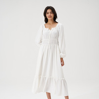 Robes maxi blanches à volants et à nouer, à manches ballon, style bohème, très tendance pour femmes