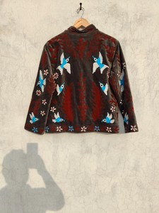 Stunning Hand Embroidered Hummingbird <b>Velvet</b> Jacket Indian Folk Art Outwear Suzani Boho Chic Floral <b>Coat</b> <b>Women's</b> Winter Blazer - Product Image 4