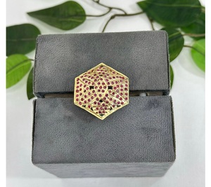 Anillo Elegante de Moissanita Ajustable, Chapado en Oro de Primera Calidad, para Mujer, Colección para Bodas y Fiestas - Product Image 2