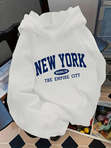 เสื้อฮู้ดดี้ผู้ชายทรงปกติ GULLSTAR YOGA INDUSTRY ผ้าฝ้าย 100% พิมพ์ลายดิจิทัล สีขาว ลาย New York ด้านหน้า เสื้อสเวตเชิ้ตลำลอง - Product Image 2