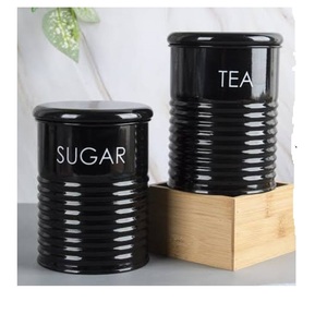 กระป๋องเก็บชาดีไซน์ทันสมัยสีดำ  วัสดุสแตนเลสคุณภาพดี ทนทาน - Product Image 1