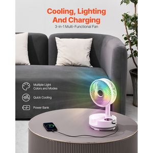 8-Inch Portable Wearable 3-in-1 Foldable Rechargeable Oscillating Fan <b>Battery</b> <b>Operated</b> Remote Control Quiet Desk/Table Fan - Product Image 2