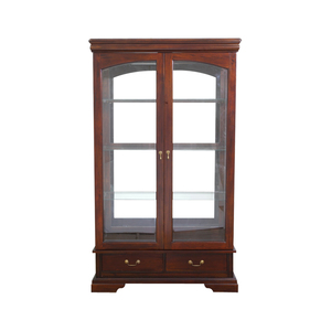 Vitrine extensible assemblée à deux portes en acajou massif, design brun antique, pour usage intérieur dans la salle à manger, le salon ou l'hôtel - Product Image 2