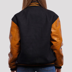Custom <b>Women</b>’s <b>Leather</b> Sleeve Varsity <b>Jacket</b> Premium Letterman Bomber <b>Jacket</b> Casual Streetwear Baseball <b>Jacket</b> For <b>Women</b> - Product Image 3