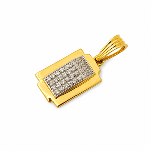 Pendentif rectangulaire en or 18 carats plaqué or avec diamants, pour homme et femme, finition polie, géométrique, pour mariage, fête, usage quotidien, cadeau, bijoux - Product Image 3