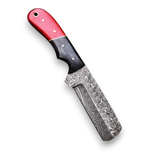 Cuchillo de caza y vaquero occidental de acero de Damasco con espiga recta, mango de hueso de camello, patrón de gota de lluvia, para camping y desollado, OEM/ODM - Product Image 1