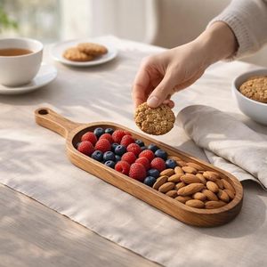 Bamboo Irregular Serving Tray & Snack Plate Eco-Friendly Decorative Platter with Fruit Theme for Party Wedding 2pcs - Product Image 1