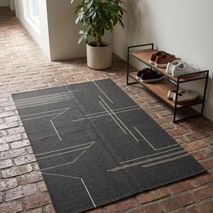Modern Geometric Charcoal <b>Grey</b> Handwoven Flatweave Wool Anti Slip Medium Pile Area <b>Rug</b> Minimalist Line Art Office Living Room - Product Image 2