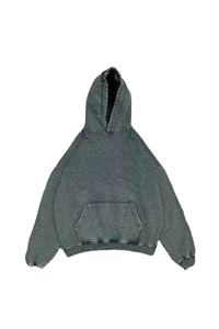 Sweat à capuche vintage délavé de haute qualité conçu sur mesure pour les hommes Sweats à capuche unis à épaules tombantes pour l'hiver - Product Image 3
