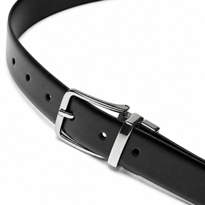 Cinturón de Cuero Genuino para Hombre, Cinturón Negro de Vestir con Hebilla de Aleación Plateada, Formal, Casual de Negocios, Duradero, Alta Resistencia, 3.5cm de Ancho - Product Image 3