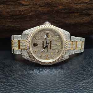 Reloj de Pulsera para Hombre, Elegante y Deportivo, con Esfera de Cristal, Movimiento Automático de Lujo, en Acero Inoxidable en Tono Blanco y Amarillo, con Diamantes - Product Image 5