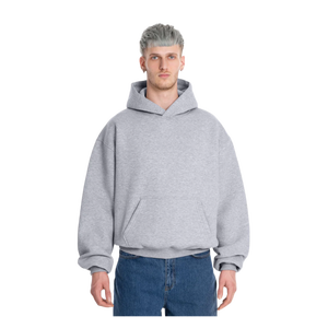 Oversized Hooded Sweatshirt Solid Color Cotton Fleece Casual <b>Pullover</b> Autumn Style Pocket Design Unisex Fit - Product Image 1