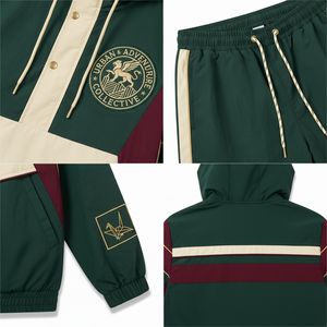Unisex Solid Hooded Casual Spring Jacket and Shorts Set Windproof 100% <b>Polyester</b> <b>Tracksuit</b> with Elastic Waist OEM Service - Product Image 3