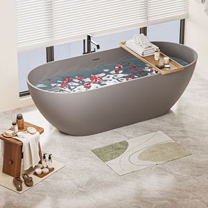 63 \ "di lusso grigio opaco 23S03-63MG costruito solido pietra pietra pietra Freestanding bagno bagno contemporaneo - Product Image 6