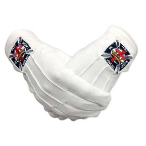 Gants de travail maçonniques en coton de haute qualité, tissu blanc respirant, design confortable avec logo personnalisé pour uniforme cérémoniel - Product Image 5