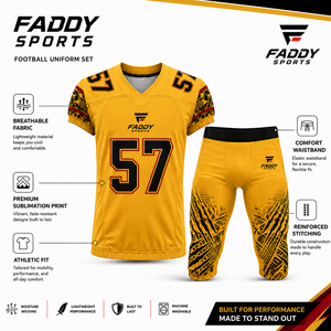 Ensemble d'uniformes de football américain personnalisés par sublimation, maillot et pantalon d'entraînement professionnels pour équipe, vêtements de sport durables et respirants pour adultes - Product Image 5