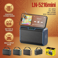Haut-parleur portable LN-5216MINI avec support de téléphone, antenne télescopique, radio FM, audio puissant 10W, appairage TWS, vente en gros