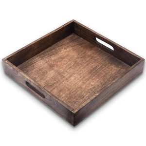 Indian Supplier Handcrafted Eco-Friendly Wooden <b>Tray</b> for Serving <b>Snacks</b> Drinks & Decor Display Worldwide Supply Serving <b>Tray</b> - Product Image 1