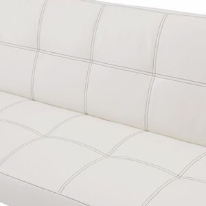 Divano Letto Pieghevole per Tre Persone con Struttura in Legno Massello, Rivestimento in Pelle PU, Poggiapiedi in Metallo e Opzione di Posizione Completamente Sdraiata - Product Image 6