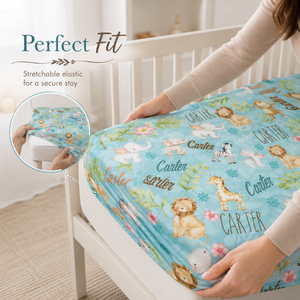 100% Organic Cotton Knitted Customized Crib Sheet <b>Bedding</b> | Marine Animal Print Fitted Crib Mattress Cover Private Logo - Product Image 3