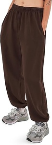 Pantalon de jogging décontracté en coton marron pour homme, taille élastique, poches latérales, tricoté mi-lourd pour l'automne - Product Image 4