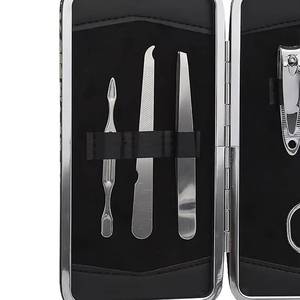 Kit de manucure en acier inoxydable avec coupe-ongles, ciseaux, pinces, dans un étui, ensemble de manucure portable pour adultes, style classique - Product Image 2