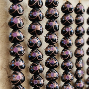 Decorative <b>Black</b> Lampwork Glass <b>Heart</b> Beads 18mm Handmade | High Quality Designer Jewelry Making Craft Accessories EXCEL EXPORTS - Product Image 3