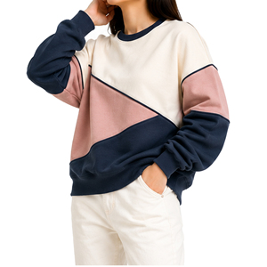 Sweat-shirt color block pour femme en gros, pull molletonné personnalisé à col rond, décontracté, sportif, broderie 3D, fabricant de vêtements OEM - Product Image 1