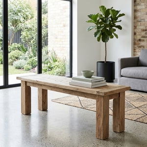 Rustic Solid Wood <b>Bench</b> Natural Timber Entryway Dining <b>Bench</b> Long Rectangular Wooden Seating Living Room Bedroom Home Furniture - Product Image 5