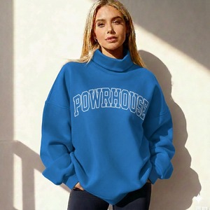 Pull molletonné oversize à col roulé pour femme, manches longues, doux et ample, style streetwear décontracté, idéal pour l'automne et le quotidien - Product Image 4