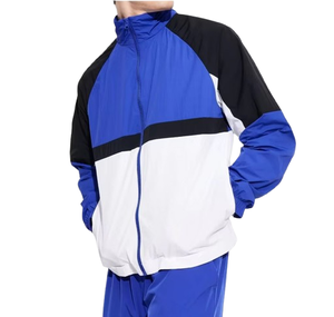 Veste coupe-vent américaine style streetwear d'été bicolore à col montant et fermeture éclair, imperméable, grande taille, avec blocs de couleur - Product Image 3
